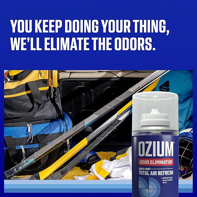 OZIUM® Air Freshener Odor Eliminator, 2oz Single Shot Total Air Refresh & Car Air Freshener – Original – 4 Pack