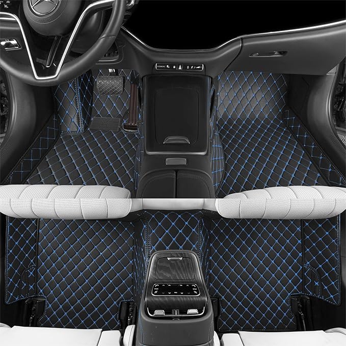 Luxury car Floor mats are for 99% of Vehicle Models,All Weather car Floor mats Provide Comprehensive Protection for Vehicles,Floor mats for car Personalized Customization! (Black Blue)