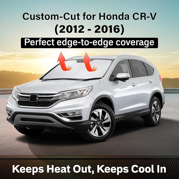 EcoNour Windshield Sun Shade Compatible for Honda CR-V 2012–2016 | SUV Front Window Sun Visor Protector | Foldable 4-Layer Sunshade | Blocks UV Rays & Keeps Interior Cooler