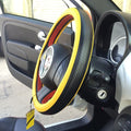 Jdragon Yellow & Carbon Fiber Style PVC Leather Slip-On Steering Wheel Cover 14.25-15" Diameter