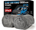 Singrune 2 Pack XL Car Drying Towel – 1300GSM Ultra Absorbent Microfiber, 24"x36" Large Size, Twisted Loop, Lint-Free & Streak-Free for Auto Detailing, Car, SUV, Truck (Gray-Gray)