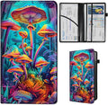 Qindaiwen Car Registration and Insurance Holder, Vehicle Card Document Elastic Band Closure Glove Box Organizer, Driver License Cards, Car Accessories for Essential Info, Colourful Mushroom 03