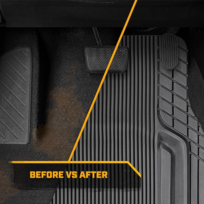Cat® ToughLiner™ Car Floor Mats - Heavy Duty Trim to Fit Mat for Trucks - Car Mats & SUV Floor Liners for Car - All-Weather Truck Accessories & Odorless Rubber Automotive Mats - Gray