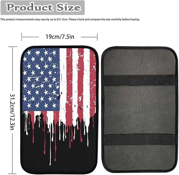 Mintutlipy Colorful American Flag Automotive Armrest Cushion Cover Car Accessories Car Center Console Seat Box Cover Easy to Clean Washable