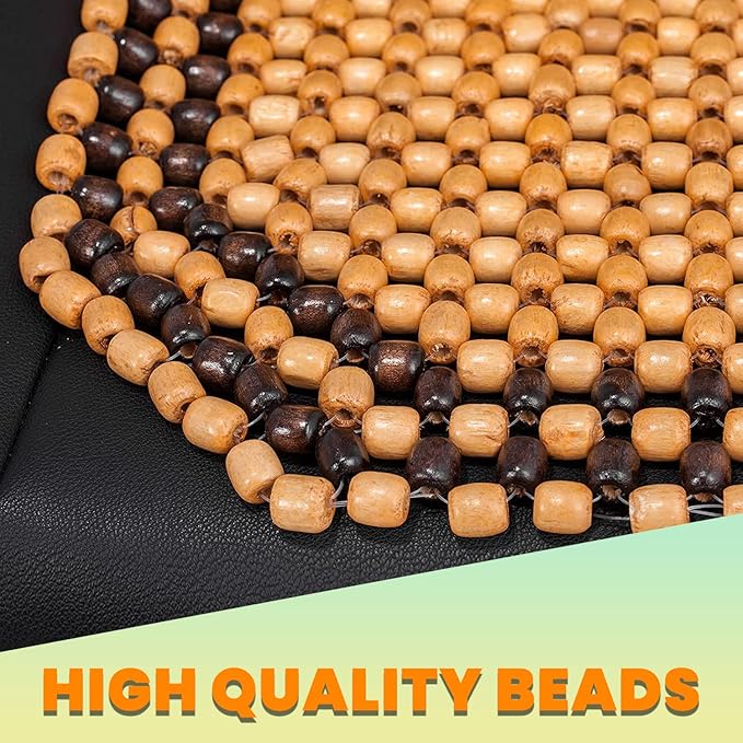 VaygWay Wood Beaded Comfort Seat Cushion – Wooden Beaded Comfort Car Seat Cover –Double Strung Car Massaging Cool Cover Car Chair w/High Ventilation – for Truck or Office Chair
