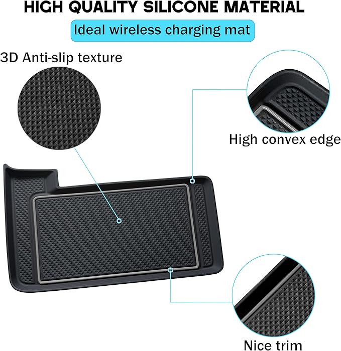 Wireless Charging Mat for 2025 2026 Toyota Camry Accessories Silicone Protective Pad Anti-Slip Center Console Phone Charger Pad Liners Anti-Scratch Heat Insulation Interior Decoration, Gray
