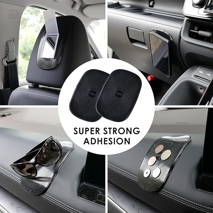 Car Dashboard Non Slip Mat Phone Holders For Your Car, Anti-slip Mat For Dashboard, Air Freshener, Mirror, Sunglasses, Keychain, Coin Holder | Car Accessories | Black | 2PCS - Japan Import