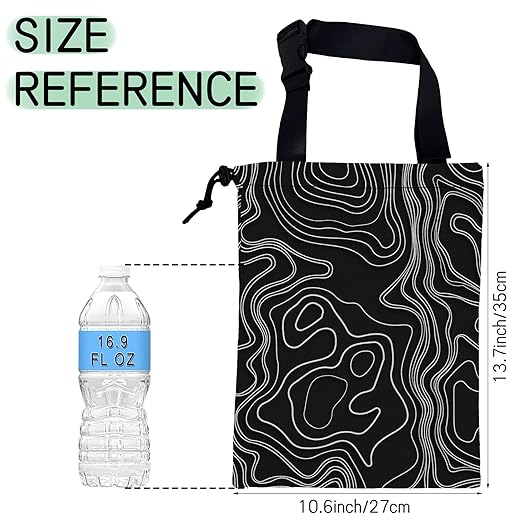 NHNXHWIA Vintage Heights Lines Map Car Garbage Bag,Waterproof Small Car Trash Bag Hanging Back of Seat,Drawstring Hanging Car Trash Bag with Adjustable Buckle for Car Accessories