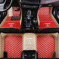 Custom Making Car Floor Mats for 98% Sedan SUV Car Protection Full Coverage Mats Anti-Slip Leather Floor Liners All Weather Car Floor Mats (Red+Beige Side)