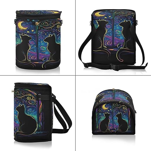 MNSRUU Car Trash Can with Lid, Two Black Cats in A Window Car Trash Bag Hanging Organizers and Storage for Front Back Seat, Leak-Proof Trash Bin