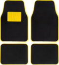 Universal Car Floor Mats Rubber Edge Yellow Non-Slip Washable Mats Front 45 x 65 cm Rear 44 x 33 cm