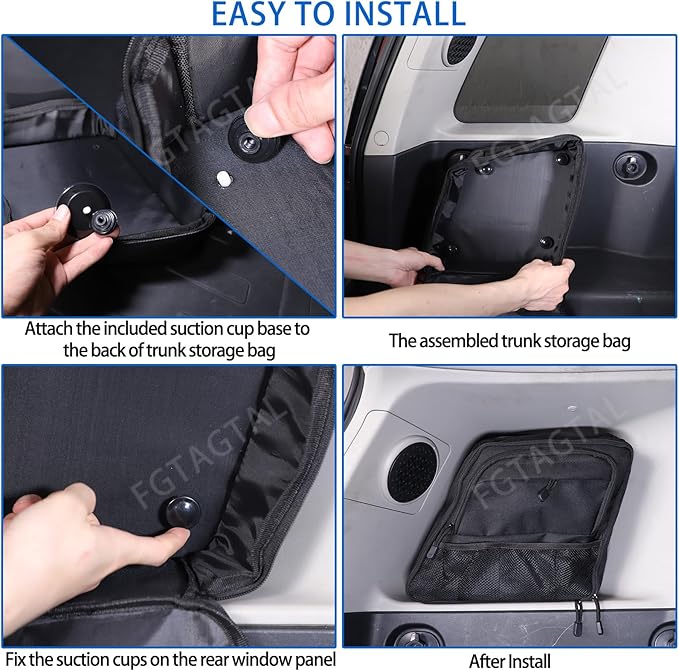 Rear Trunk Storage Organizer Box Compatible with Toyot@ FJ Cruiser 2007-2021, Rear Left Window Storage Organizer Bag, Interior Storage Accessories (Trunk, Left Side)