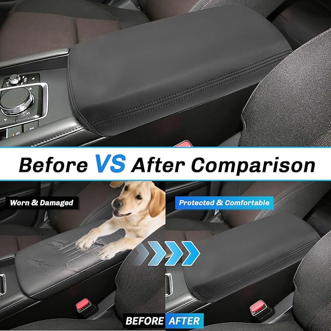 SXCY for 2025 2026 Mazda 3 Armrest Cover for 2019-2025 2026 Mazda 3 Accessories 2025 2026 Mazda3 Center Console Cover 2025 2026 Mazda3 Middle Console Cover (Thin Cover Black Line)