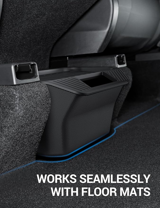 Motrobe 2026 Tesla Model Y Juniper Trash Can Rear Center Console Organizer Backseat Storage Box with Anti-Slip Lid Garbage Can Model Y Juniper Accessories(Standard/Premium/Performance 2025/2026)