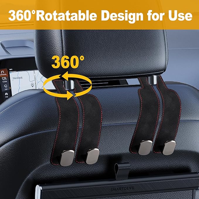 JinnEterri Car Purse Hook Purse Hook for Car Seats Headrest Car Seat Hooks,Heavy Duty Vehicle Organizer for Handbags, Groceries, Purses, Keep Car Tidy (Black, 2 Pack)