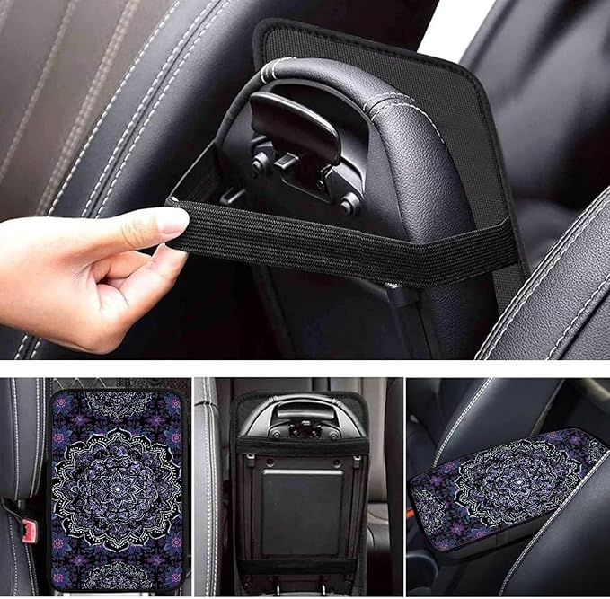 Purple Mandala Car Center Console Cover Soft Protector Armrest Console Cover Car Center Console Cover Accessories Universal Fit Most Cars Women Men