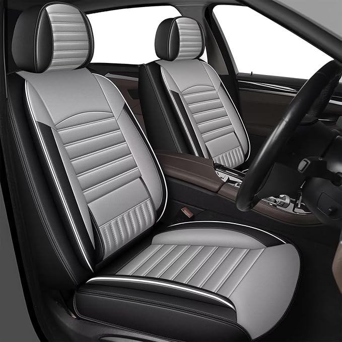 TTX LIGHTING Car Seat Covers Fit for Dodge Dart 2013-2016 Seat Covers Full Set 5 Seats Waterproof Faux Leather Car Seat Cushion Protector Compatible Airbag（Gary）