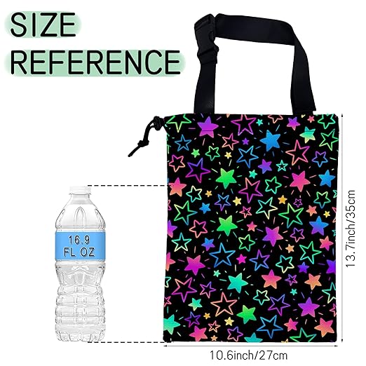 NHNXHWIA Colorful Stars Car Trash Bag,Neon Stars Hanging Drawstring Car Garbage Bag,Waterproof Canvas Car Back Seat Organizer with Adjustable Buckle,for Vehicles,SUVs,Camping,Road Trips