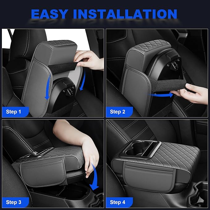 Center Console Cover Leather Armrest Cover Fit for Nissan Sentra 2020-2025 Middle Console Cushion with Storage Box&Cup Holder & Phone Slot(Gray)
