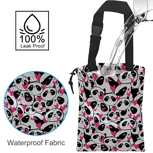 ghatobty Car Trash Bag Hanging Cute Panda and Heart Car Trash Can Waterproof Garbage Bag Hanging for Car Back Seat