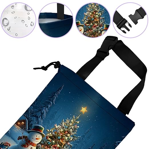 UUCBTAH Car Trash Bag Hanging Merry Xmas Car Trash Can for Back Seat Waterproof Car Trash Bin with Adjustable Straps and Drawstring for Car Accessories Vehicle Travelling Camping