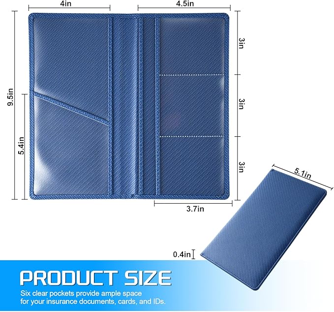 JUSTTOP 2Pack Car Registration and Insurance Holder,Car Document Holder for Cards License with Magnetic Shut,Vehicle Glove Box Car Organizer for Documents, Cards, License(Carbon Fiber Blue)
