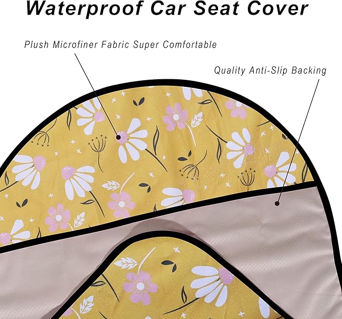 LoyaGour Car Seat Cover Protector Front Seats,for Gym Workout,Running,Swimming,Beach and Hiking,Waterproof Sweat Towel Bucket Seat Covers for Cars SUV Trucks (Chamomile and Yellow, 1Pcs)