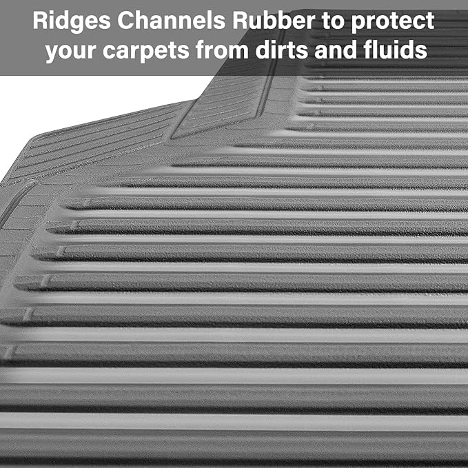 CAR PASS Rubber Car Mats,Car Floor Mats All Weather,Car Mats Full Set 4-Piece,Waterproof Automotive Floor Mats Trim to Fit for Most Cars Sedans SUVs Vans,Heavy Duty Anti-Slip Easy Clean, All Gray