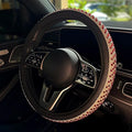 Lord AutoFashion 15 Inch Luxury Universal Steering Wheel Cover Rhinestone Crystals Anti-Slip Microfiber Leather for Women Girls Men Boys Car Accessory Bling Diamonds Red (JX06)