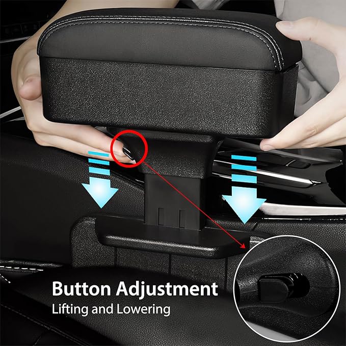 Rupse Car armrest Storage Box,Car Center Console armrest Box with Cup Holder,Forearm Wrist Support Adjustable Armrest for Most Car Models