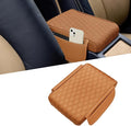Car Center Console Cover, Napa Leather Car Armrest Cushion with Side Pockets, Memory Foam Auto Armrest Seat Box Mat, Universal Interior Armrest Protective Cover Accessories for Most Vehicle