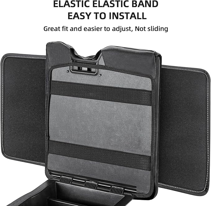 Center Console Cover Compatible with 2015-2025 Ford F150,2017-2025 F250 F350 F450 with 40/20/40 Jump Seat Armrest Accessories, Leather Armrest Cover with 2 Side Pockets Black (Only Jump Seat)