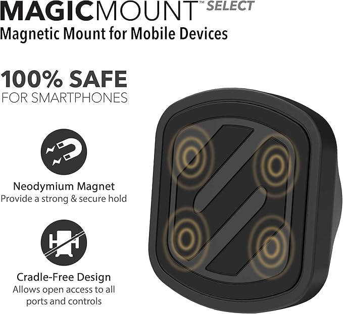 Scosche MMDSD-RP MagicMount™ Select Mini Magnetic Car Phone Holder - Strong Magnet Mount for iPhone and Android - Secure Magnetic Cell Phone Mount for Car Dash - Universal 360° Mobile Cellphone Holder