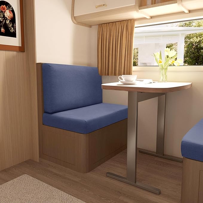 Stretch Rv Dinette Cushion Set,Booth Seats with 1 Backrest & 1 Bench Cover,38 in Camper Dinette Booth Set,2 Set- Navy Blue