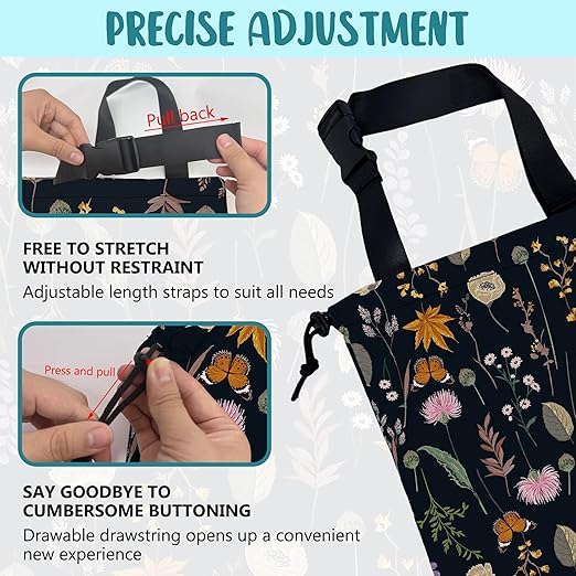 KXWQTRDD Car Garbage Bag Blooming Botanical Plants Drawstring Car Trash Bag Hanging for Back Seat with Adjustable Buckle Canvas Vehicle Trash Can Easy-to-Install
