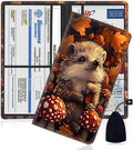 Car Document Holder with Magnetic Shut, Car Registration and Insurance Card Holder, Vehicle Glove Box Organizer Documents, Driver License, Auto Paperwork Organizer Wallet, Hedgehog In Mushroom