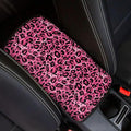 Pink Leopard Print Car Center Console Covers for Women,Car Armrest Cover Pads,Universal Animal Print Car Accessories