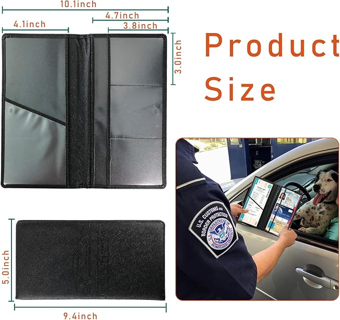 Kewucn Car Registration and Insurance Card Holder, Leather Auto License Document Glove Box Compartment Organizer, Essentials Vehicle Wallet Case for Driver License, ID Card (Cross Black)