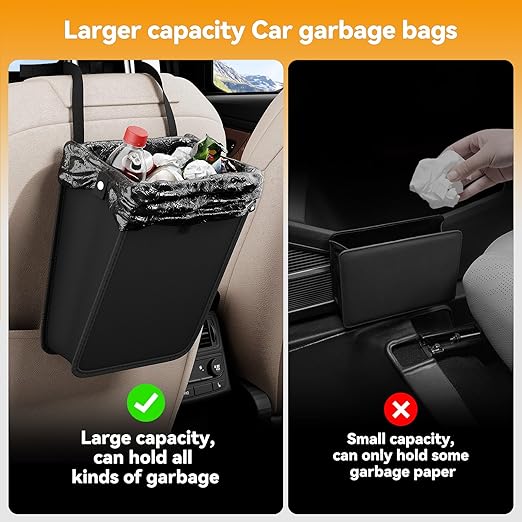 DEYILIAN Car Trash Can,Hanging Foldable Closure Design Mini Car Organizer and Storage Bag CarGarbage Can for The Back/Front/Console with 36pcs Disposable Black Trash Bags