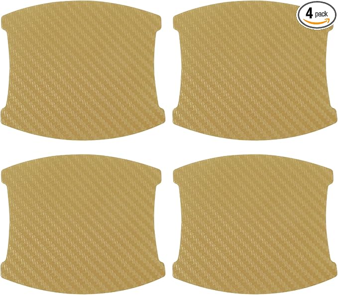 3D Car Door Handle Scratch Protector, 84x94mm Removable Magnetic Car Door Handle Protective Film Gold Tone, 4 Pcs