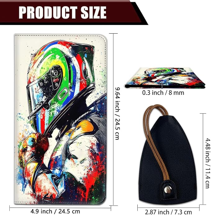 Car Document Holder with Magnetic Shut, Car Registration and Insurance Card Holder, Vehicle Glove Box Organizer Documents, Driver License, Auto Paperwork Organizer Wallet, Colorful Helmet Racing