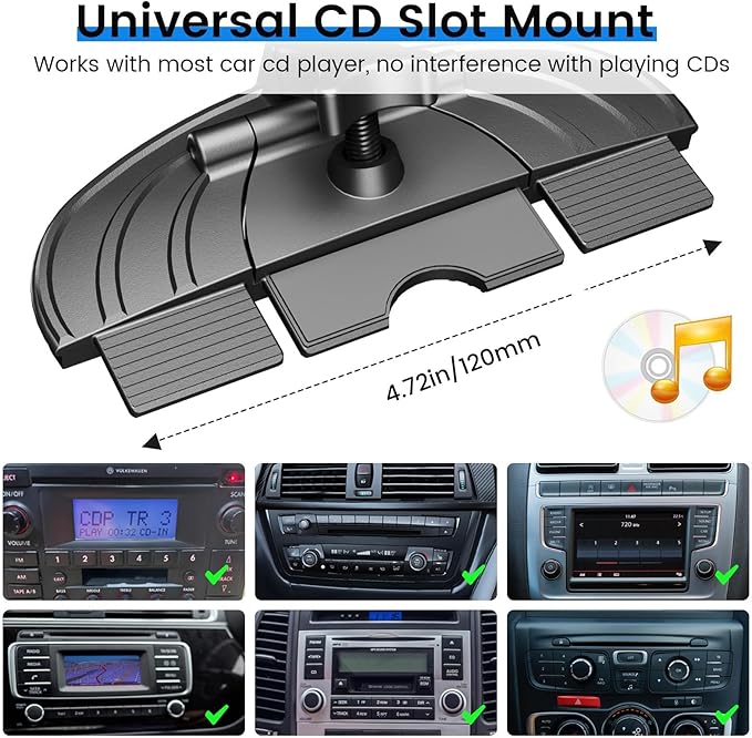 OHLPRO 15W Magsafe Car Mount Charger for iPhone 17, Fast Wireless Charging Magnetic CD Slot Holder with 3M Adhesive Base for Dashboard, Aluminum Shell, Compatible with iPhone 16/15/14 Pro Max, Black