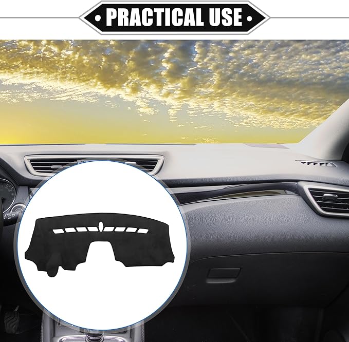 Car Dashboard Cover Mat Compatible for Chevrolet Aveo 2012-2016, Protective Flannels Black Center Console Interior Trim Dash Board Mat