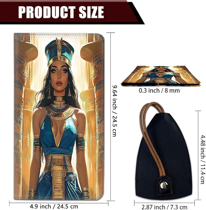 Car Document Holder with Magnetic Shut, Car Registration and Insurance Card Holder, Vehicle Glove Box Organizer Documents, Driver License, Auto Paperwork Organizer Wallet, Egyptian Queen Portrait