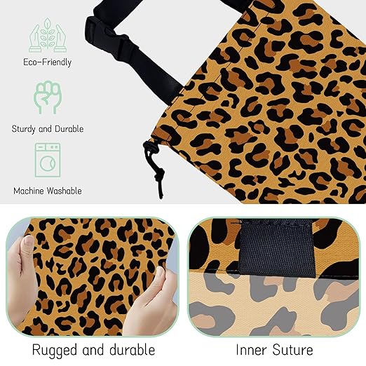 NHNXHWIA Brown Leopard Car Garbage Bag,Camouflage Waterproof Small Car Trash Bag Hanging Back of Seat,Drawstring Hanging Car Trash Bag with Adjustable Buckle for Car Accessories