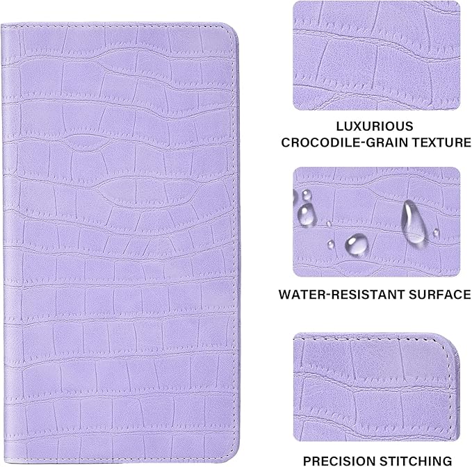 Car Registration and Insurance Holder, Purple Vehicle Glove Box Car Organizer with Magnetic Closure for Documents, Cards, License Car Organization, 1 Pack