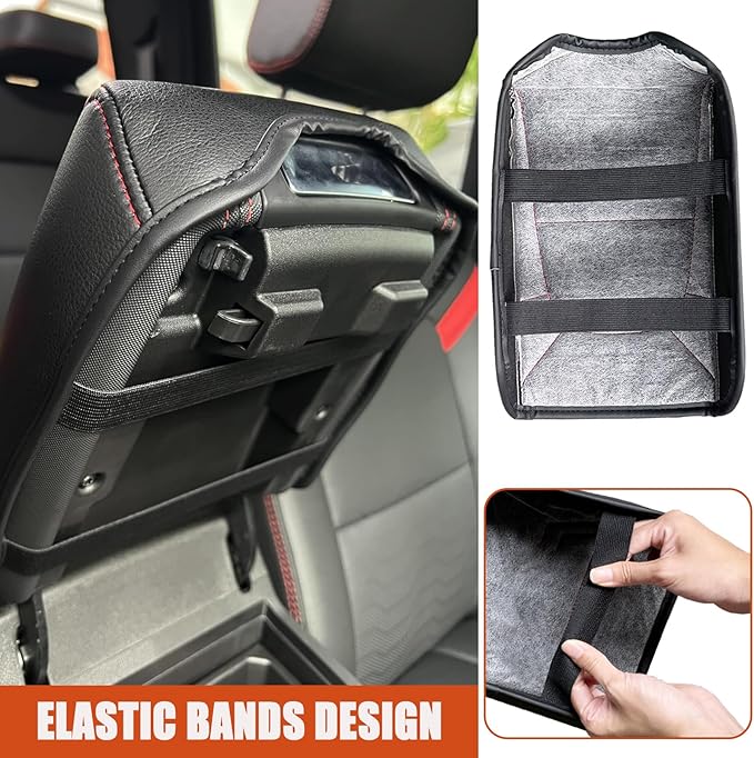 Center Console Cover for Chevy Colorado/GMC Canyon - Soft Armrest Cover for Colorado Canyon 2023 2024 2025 2026 ZR2 Z71 Trail Boss LT WT Elevation AT4 Denali AT4X Accessories - Red Stitch