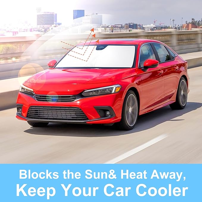 Windshield Sun Shade Custom Fit for 2022 2023 2024 2025 Honda Civic 11th Gen Accessories Foldable Sunshade Sun Blocker Protect Car from Sun Rays & Heat Damage Keep Car Cooler