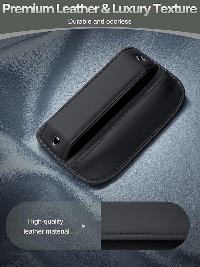 Owntow Universal Fit Car Gap Filler, Premium Leather Seat Gap Filler Organizer, Car SUV Truck Essentials (Black, 1 Pack)
