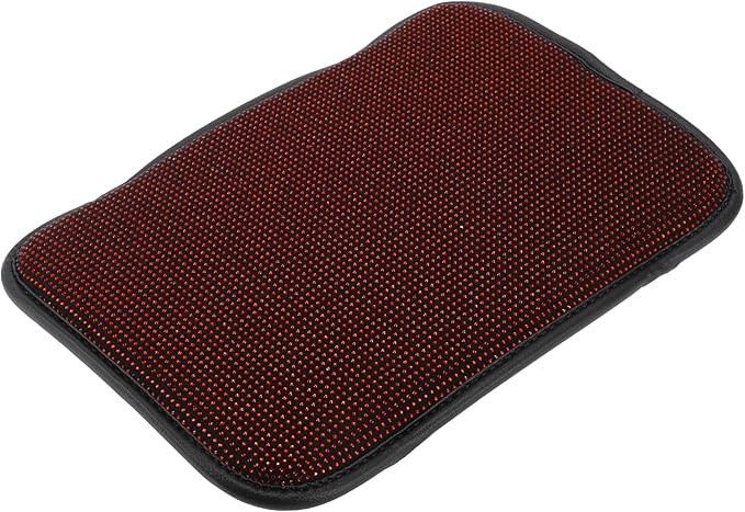 Car Armrest Cushion Pad Non-slip 12.20"x8.66" Seat Box Cover Protector Rhinestone Red Center Console Lid